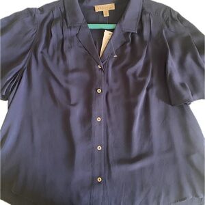 Philosophy Navy Button-Up Blouse